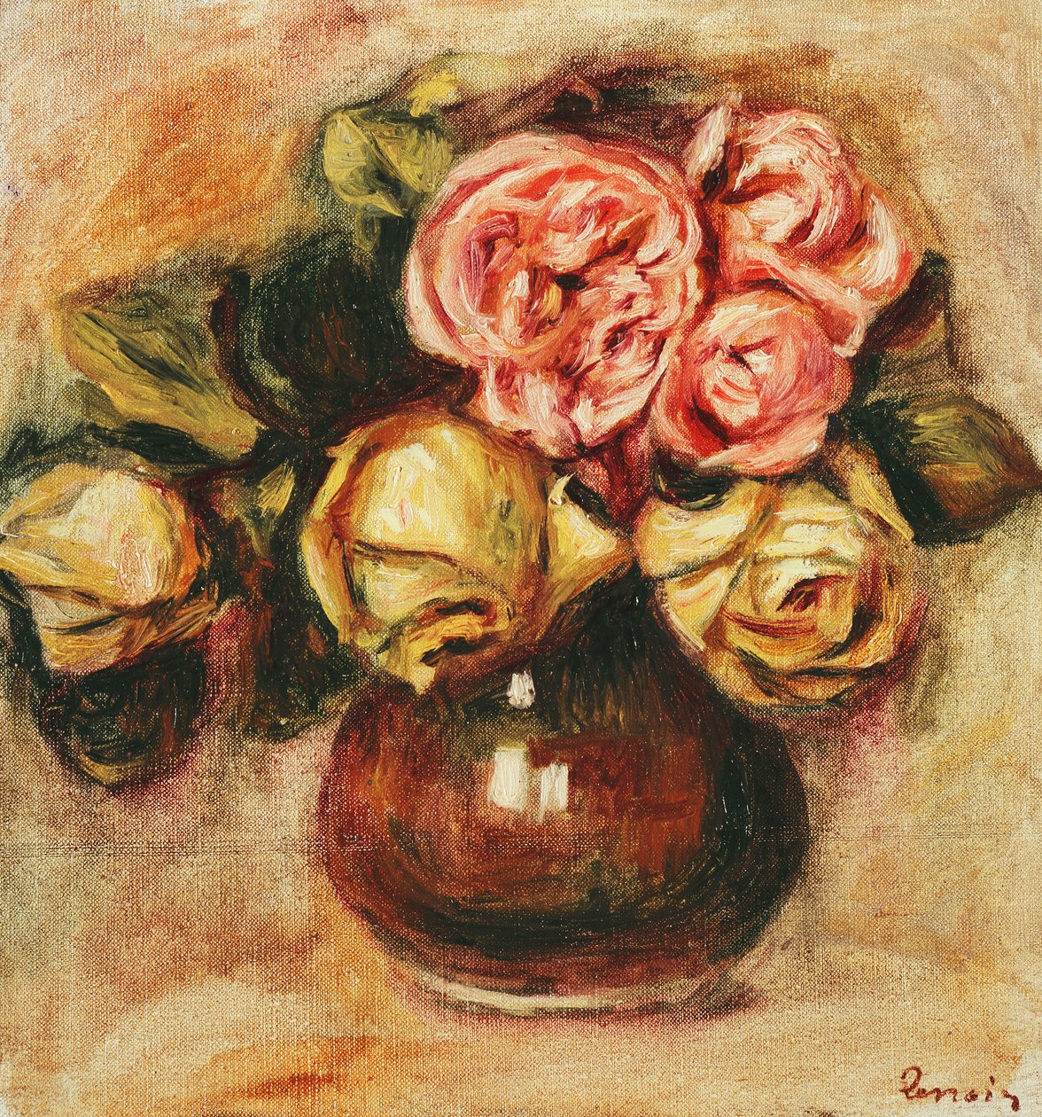 Vase med roser; Vase de Roses, af Pierre Auguste Renoir
