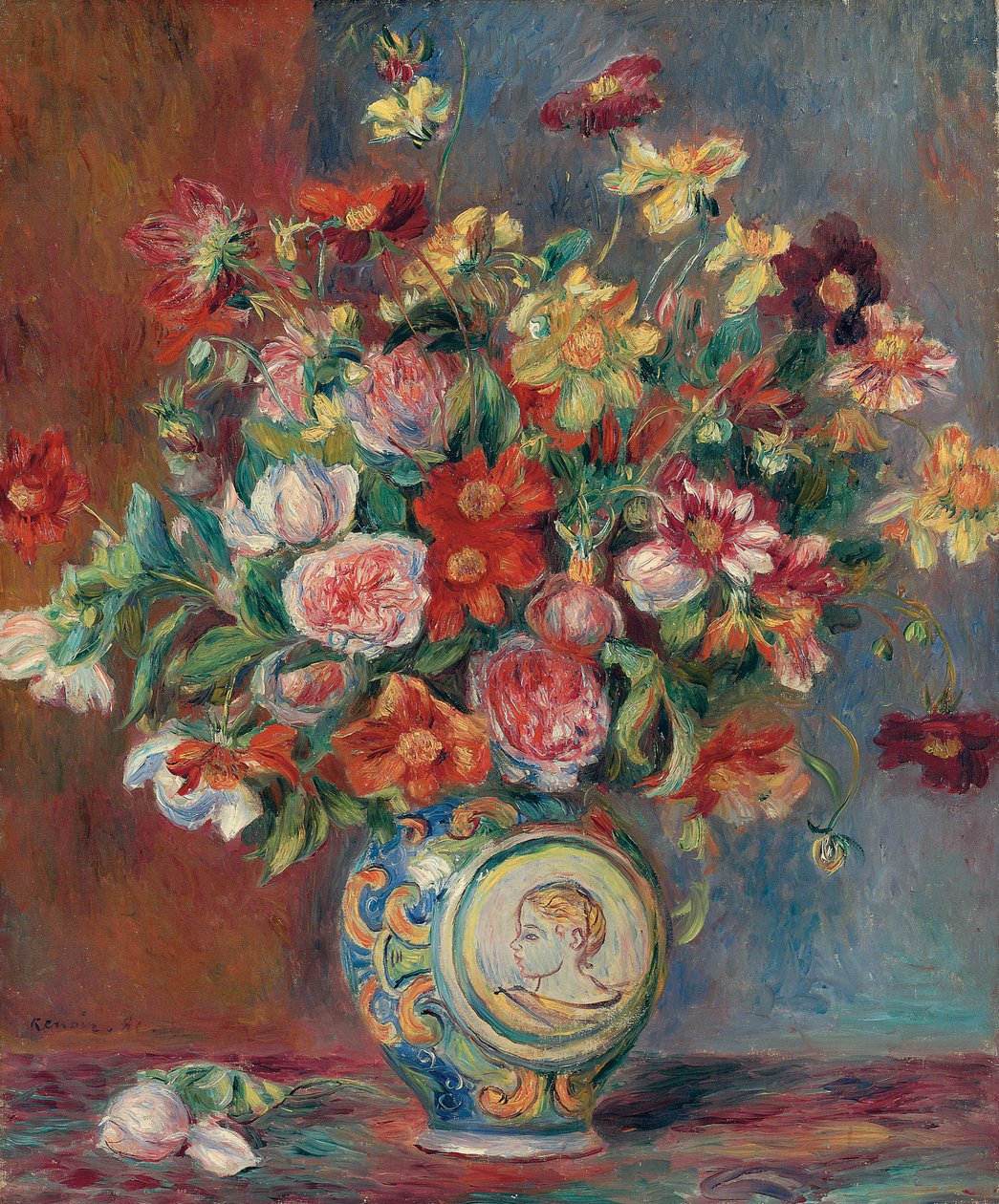 Vase med Blomster; Vase de fleurs, 1881 af Pierre Auguste Renoir