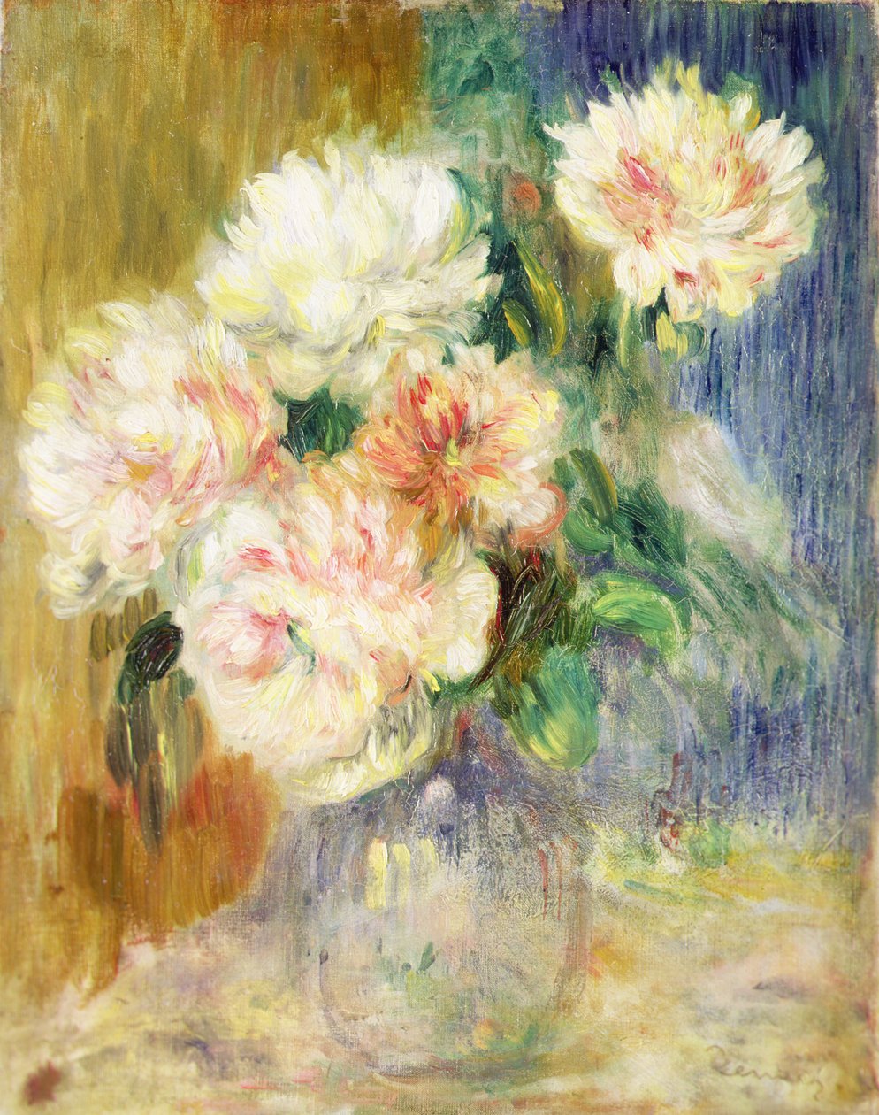 Vase med pæoner (olie på lærred) af Pierre Auguste Renoir