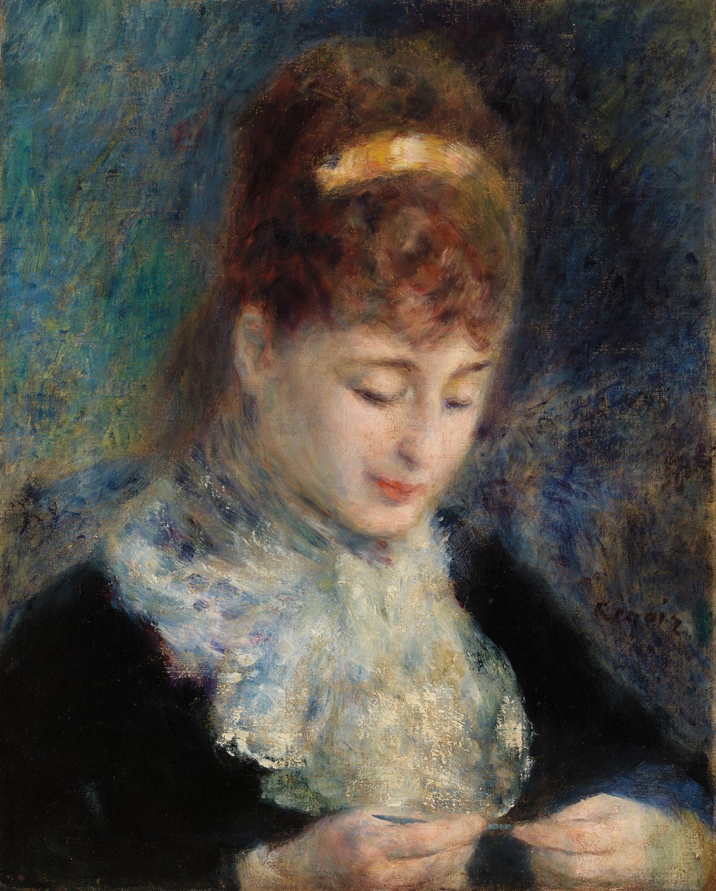 Kvinde hækler af Pierre Auguste Renoir