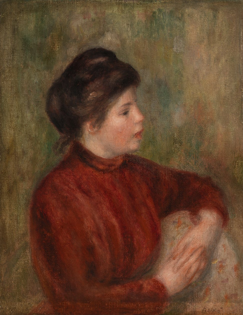 Kvinde læner sig op ad en stol af Pierre Auguste Renoir