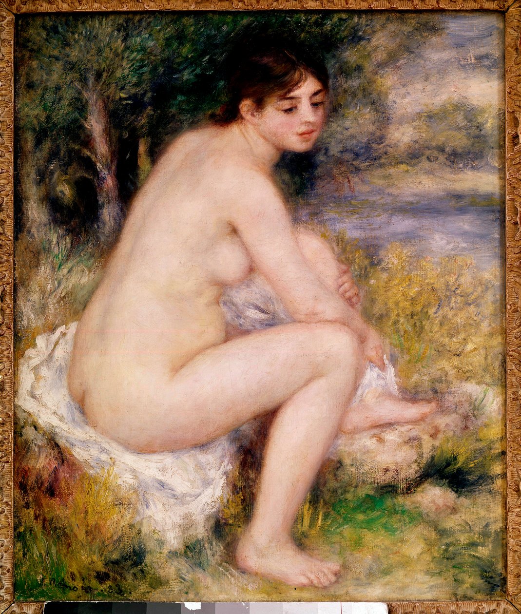 Kvinde nøgen i et landskabsmaleri af Pierre Auguste Renoir (1841-1919) 1883 Paris, Musee d