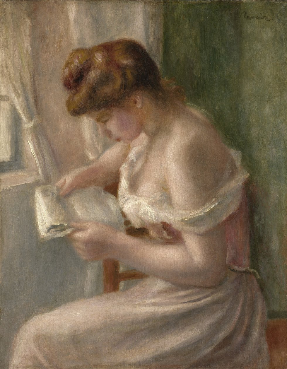 Kvinde læser, ca. 1895 af Pierre Auguste Renoir