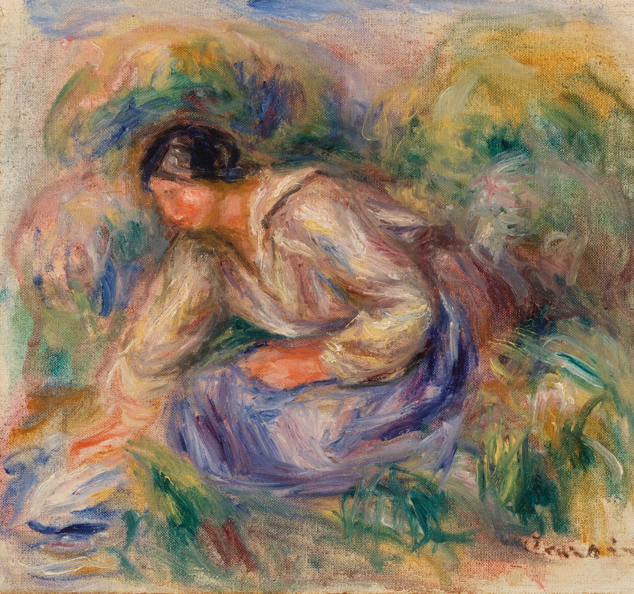 Kvinde i blå nederdel af Pierre Auguste Renoir