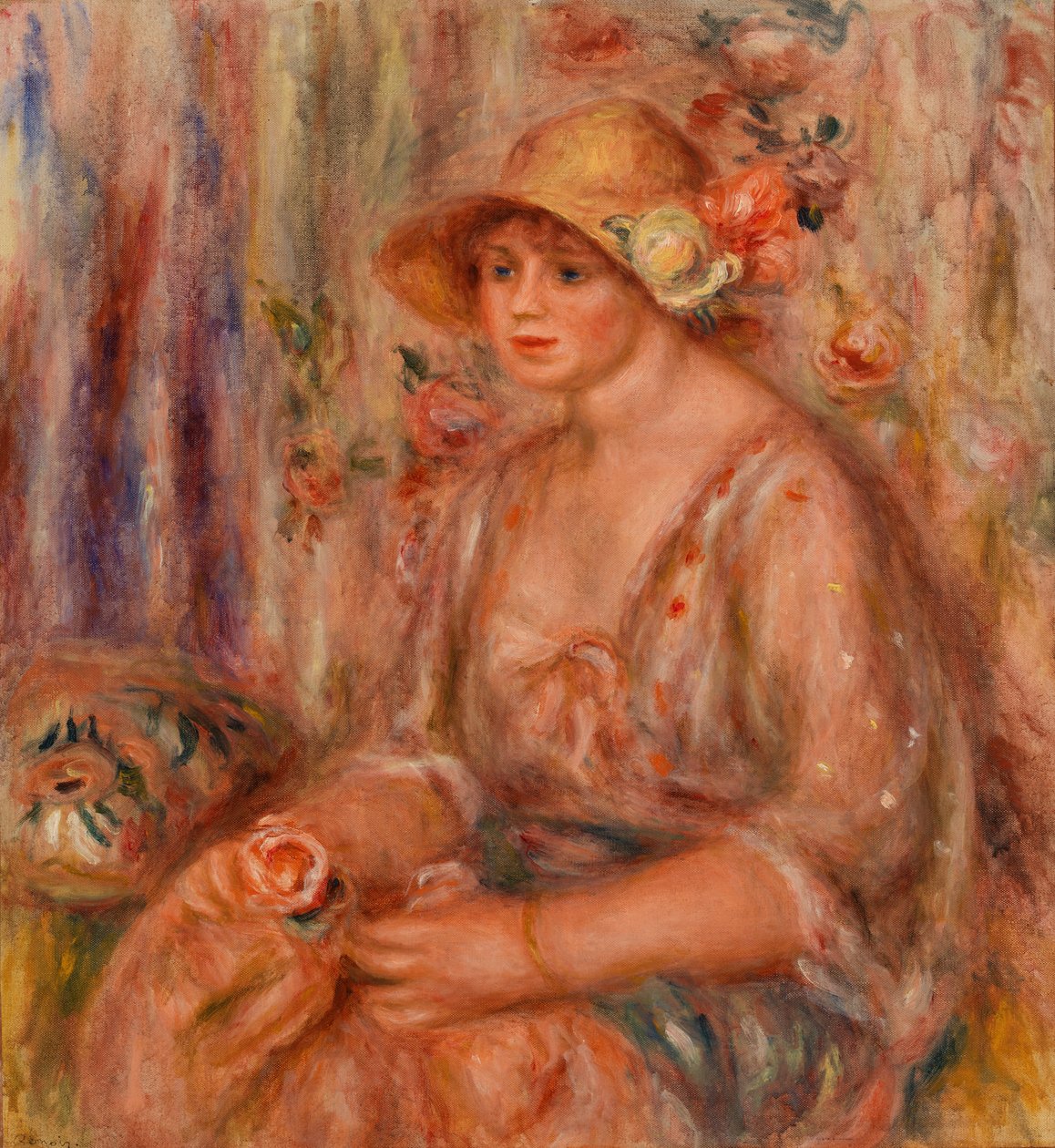 Kvinde i Muslin kjole af Pierre Auguste Renoir