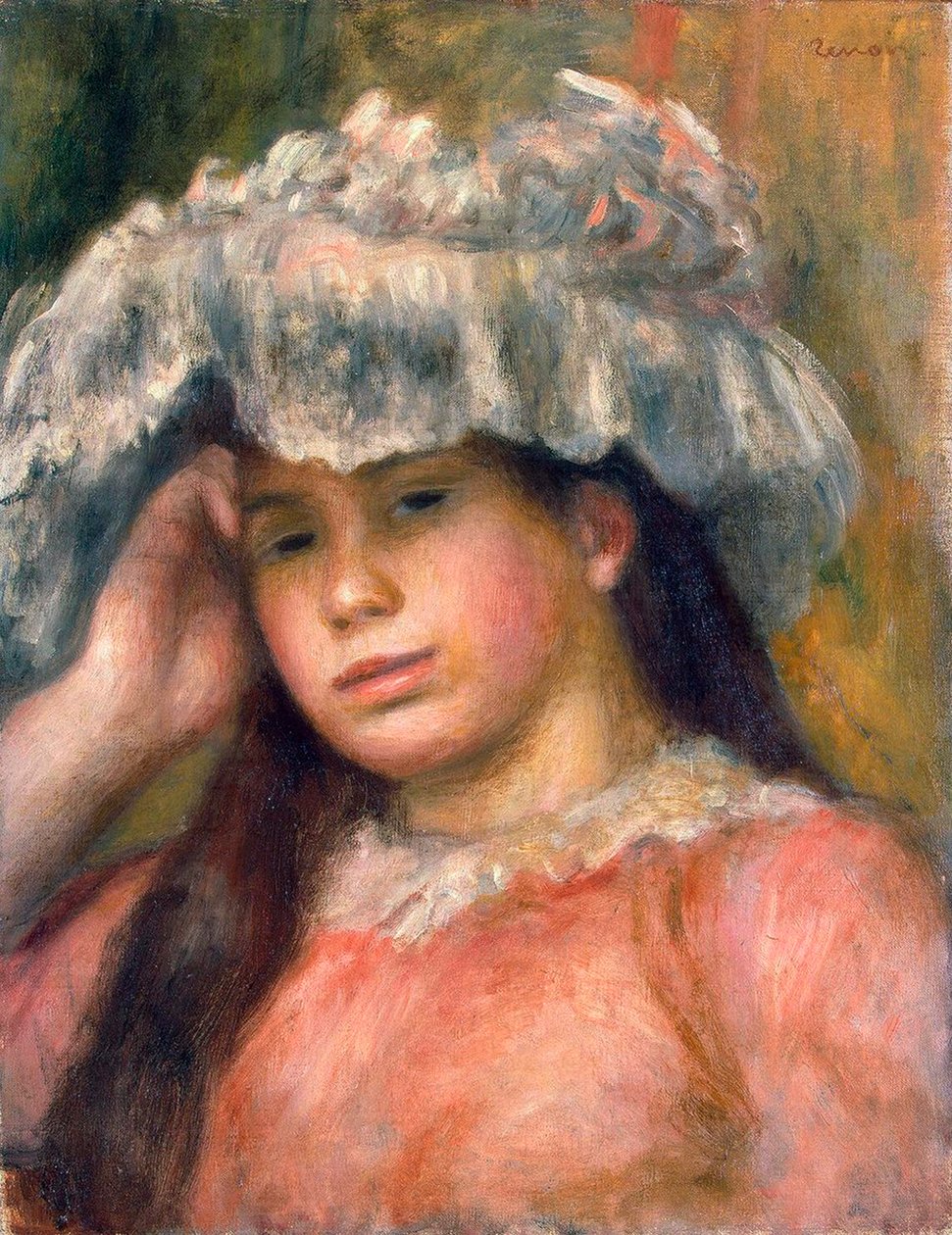 Ung pige i hat, 1892-1894. af Pierre Auguste Renoir