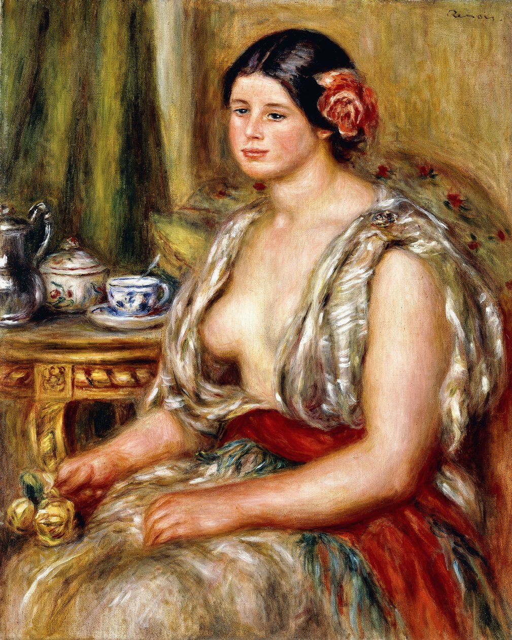 Ung pige siddende i orientalsk kostume, 1905 af Pierre Auguste Renoir