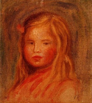 Ung pige med langt hår (olie på lærred) af Pierre Auguste Renoir