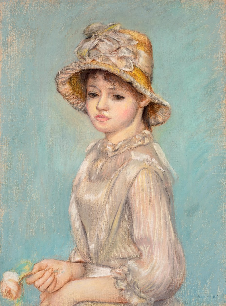 Ung pige med en rose af Pierre Auguste Renoir