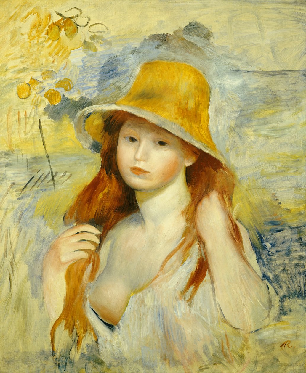 Ung pige med stråhat, 1884 af Pierre Auguste Renoir