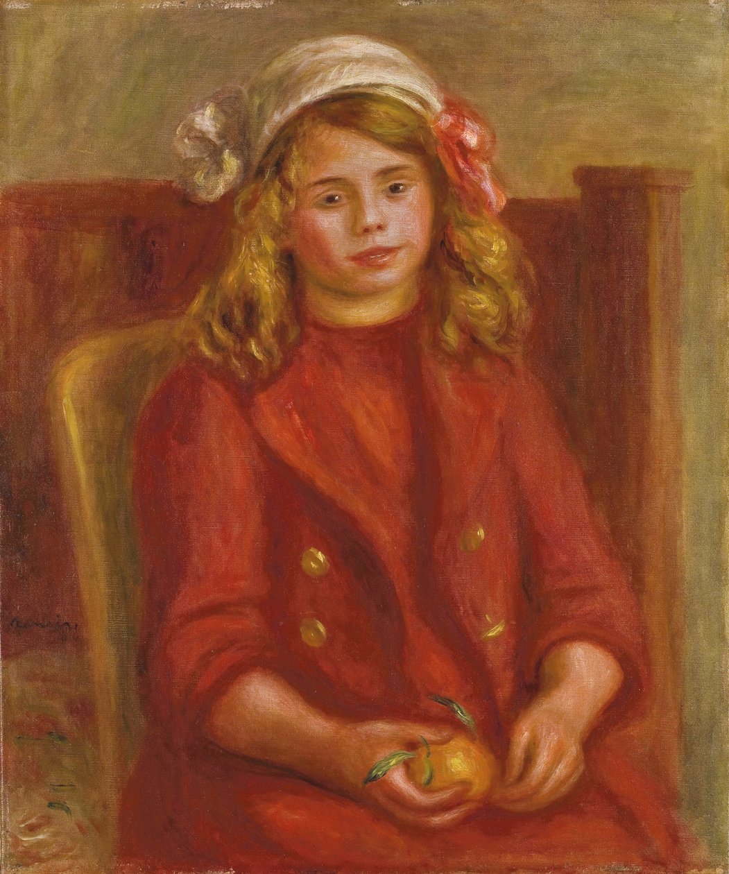 Ung Pige med en Appelsin; Fillette a l"orange, 1911 af Pierre Auguste Renoir