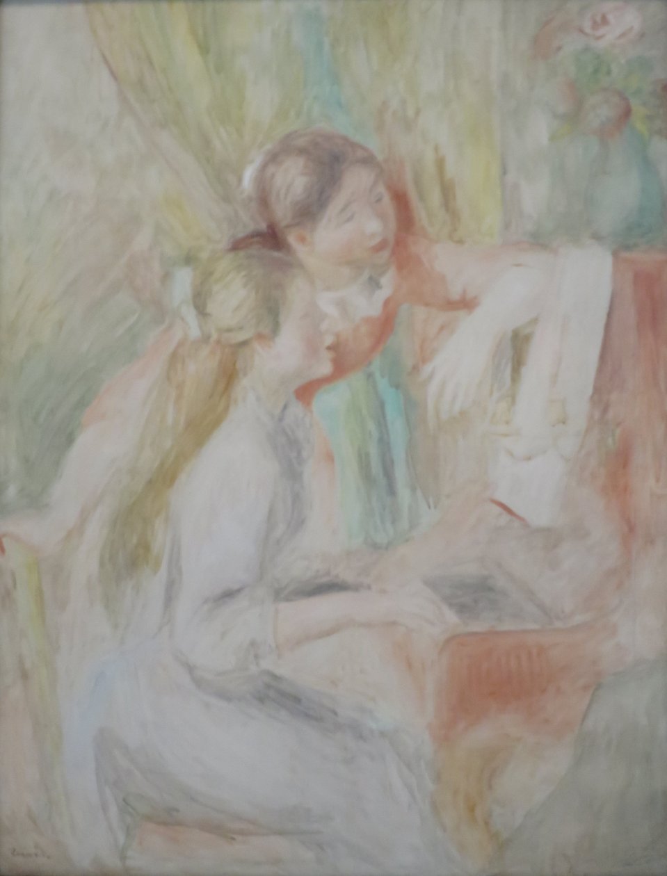 Unge piger ved klaveret af Pierre Auguste Renoir