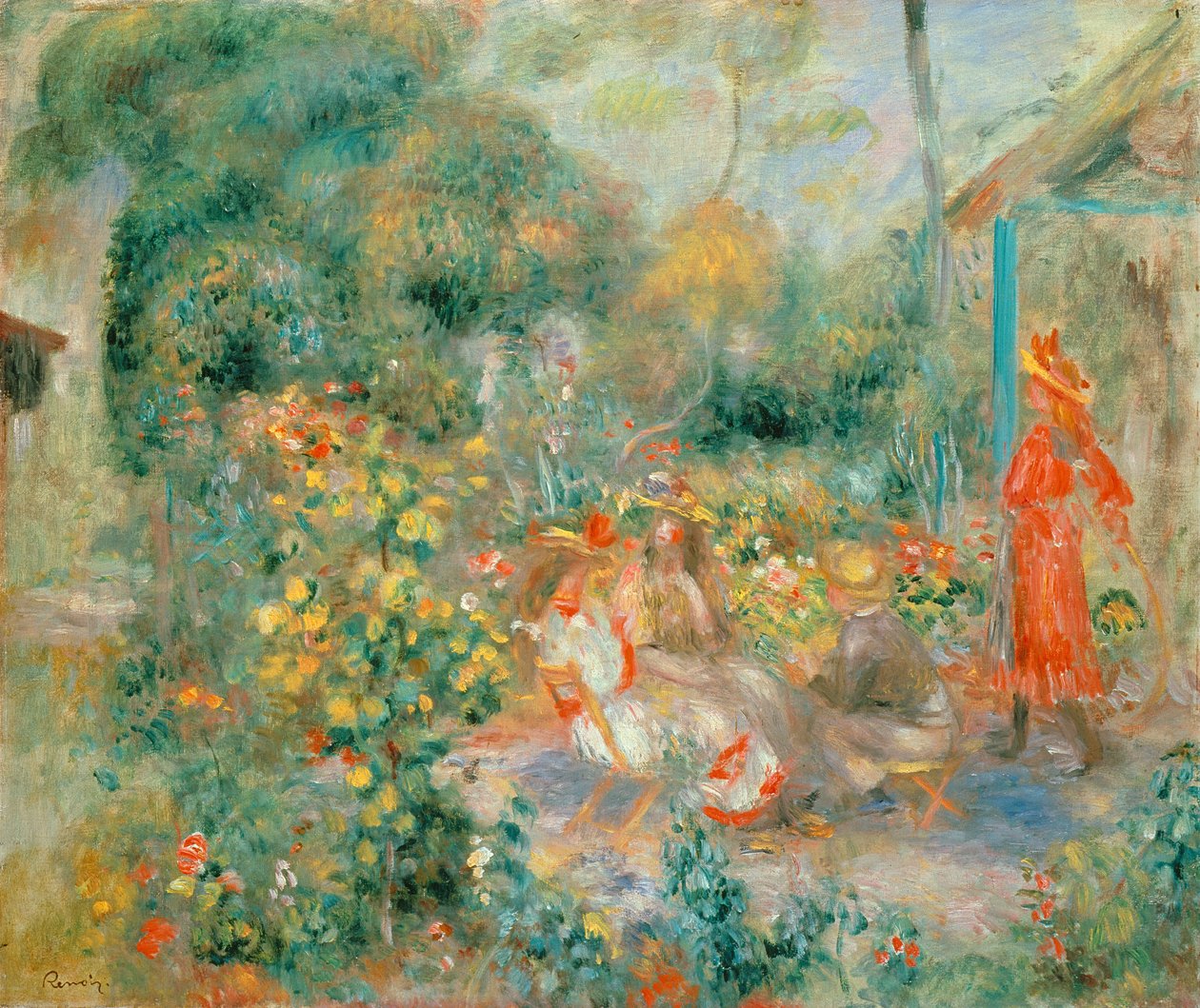 Unge piger i haven ved Montmartre af Pierre Auguste Renoir