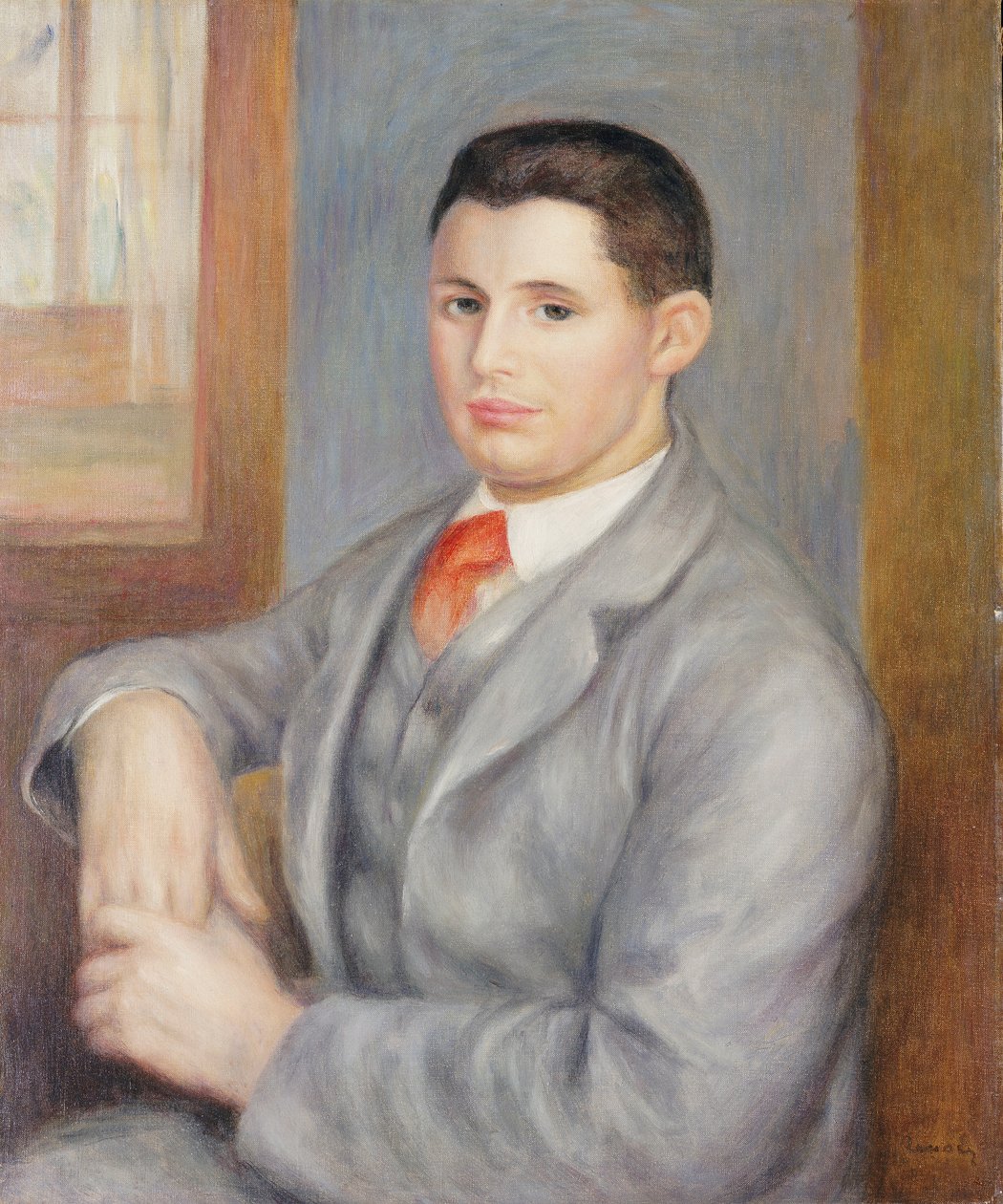 Ung mand med rødt slips, 1890 af Pierre Auguste Renoir