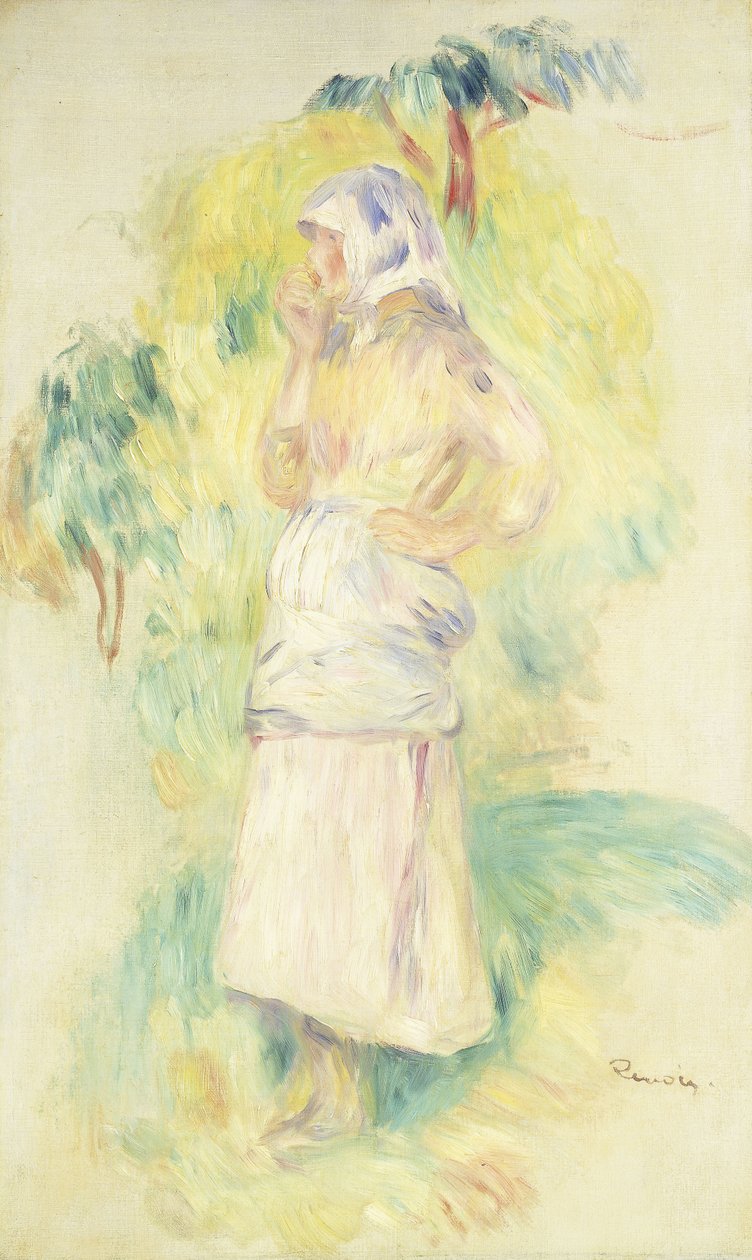 Ung bonde spiser et æble; Bondepige spiser et æble, ca. 1894 af Pierre Auguste Renoir