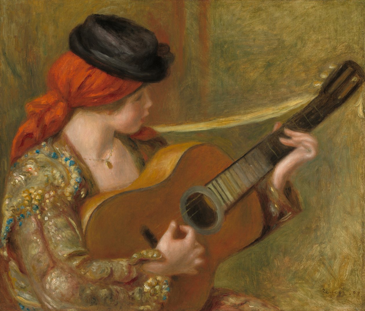 Ung spansk kvinde med en guitar, 1898. af Pierre Auguste Renoir