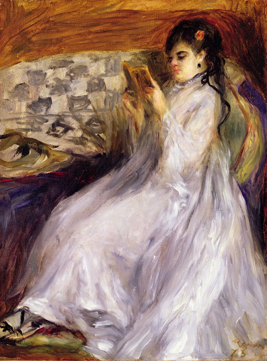 Ung kvinde læser, ca. 1873 (olie på lærred) af Pierre Auguste Renoir