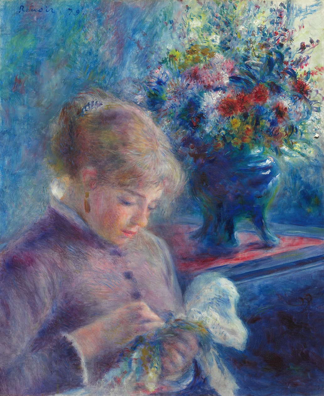 Ung kvinde syning, 1879. af Pierre Auguste Renoir