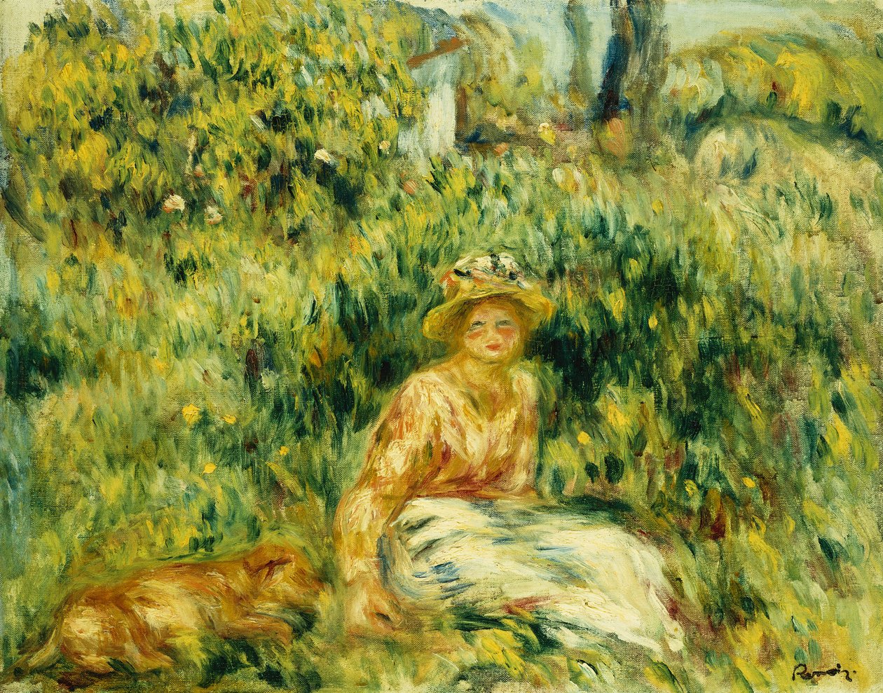 Ung kvinde i en have; Ung kvinde i en have, ca. 1916 af Pierre Auguste Renoir
