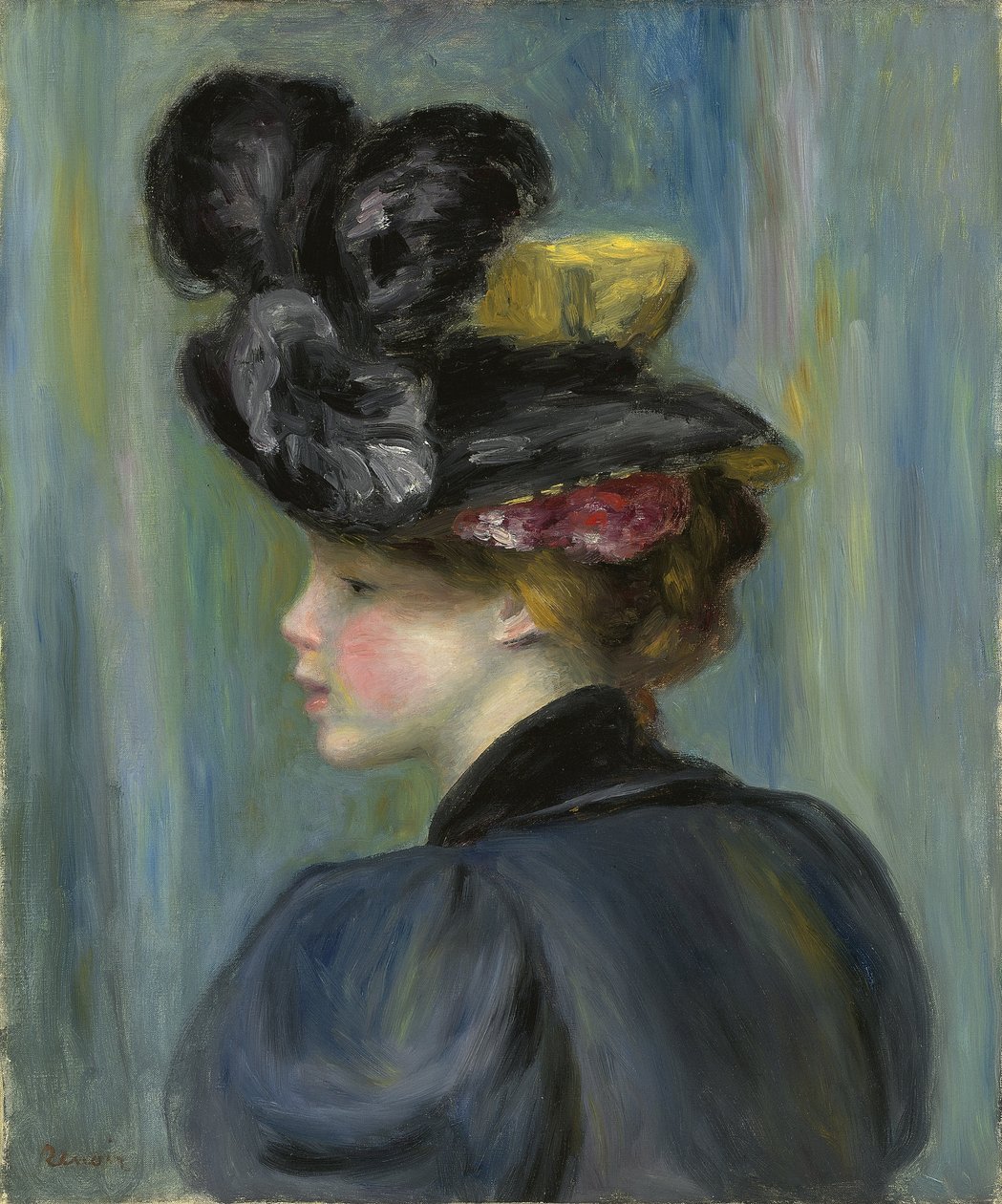 Ung kvinde med sort hat; Ung kvinde i sort hat, 1895 af Pierre Auguste Renoir