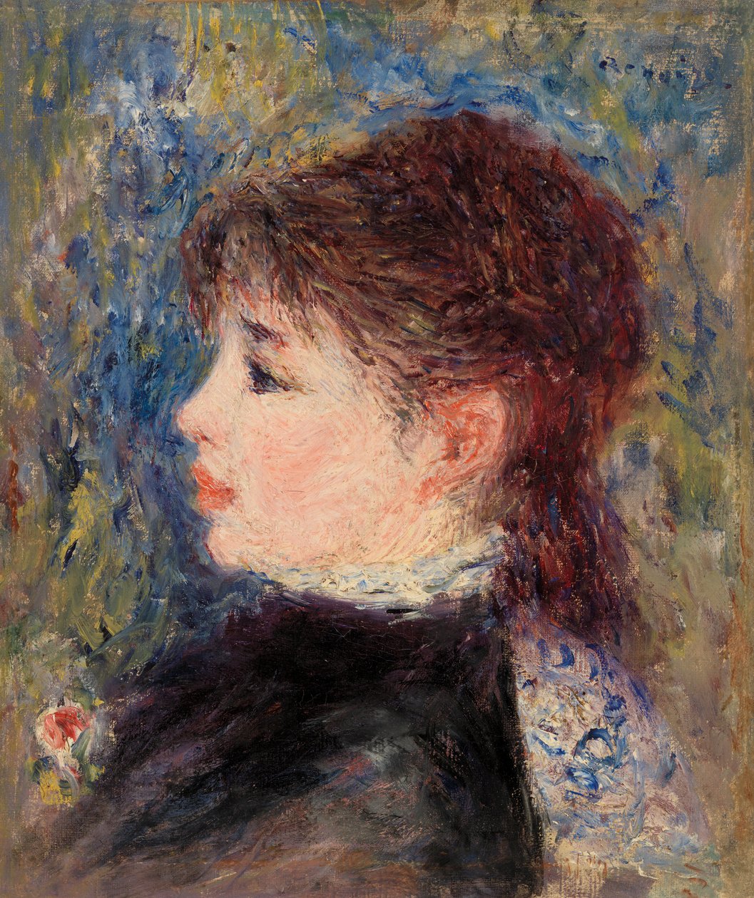 Ung kvinde med rose af Pierre Auguste Renoir