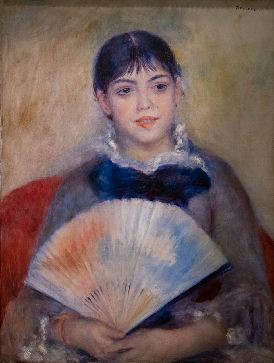 Ung kvinde med en fan af Pierre Auguste Renoir