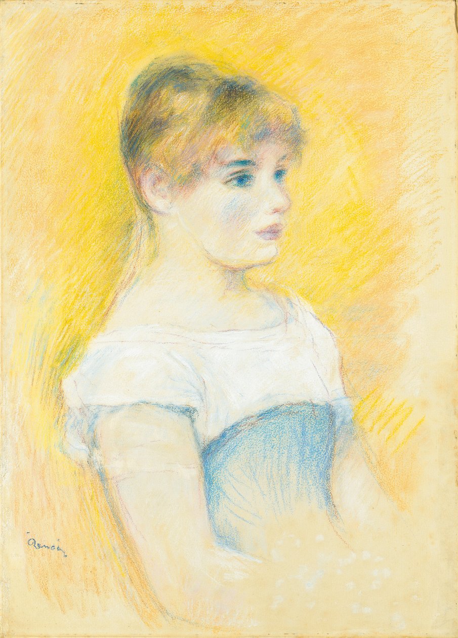 Ung pige i blåt korset af Pierre Auguste Renoir