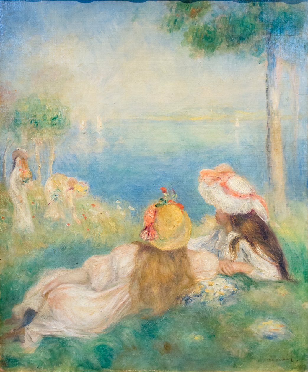 Unge piger ved havet, ca. 1894 (olie på lærred) af Pierre Auguste Renoir