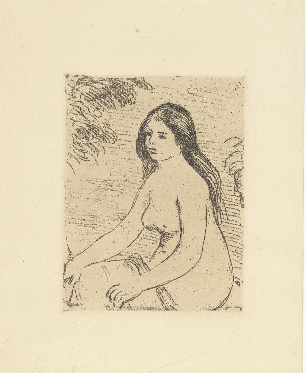 Siddende nøgen kvinde Femme nue assise af Pierre Auguste Renoir