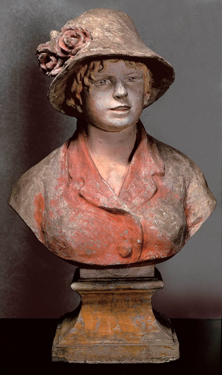 skulptur af Aline Charigot, fru Renoir, ca. 1900 (polykrom gips) af Pierre Auguste Renoir