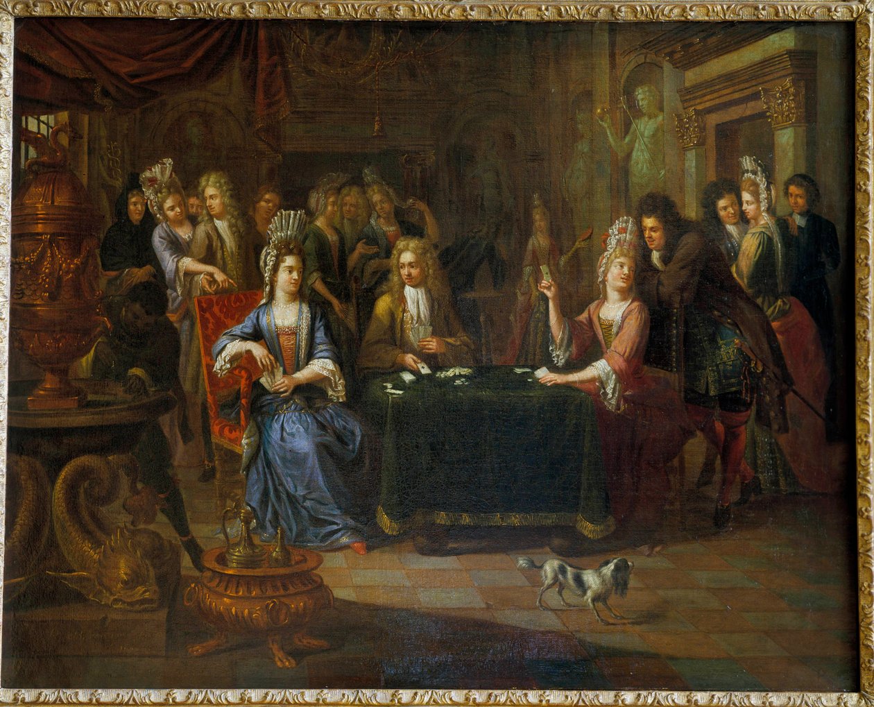 Nobles kortspillere, der spiller kort i en stue. Maleri af Pierre Bergaigne (1652-1708) 1699 Arras, Musee Des Beaux Arts af Pierre Bergaigne