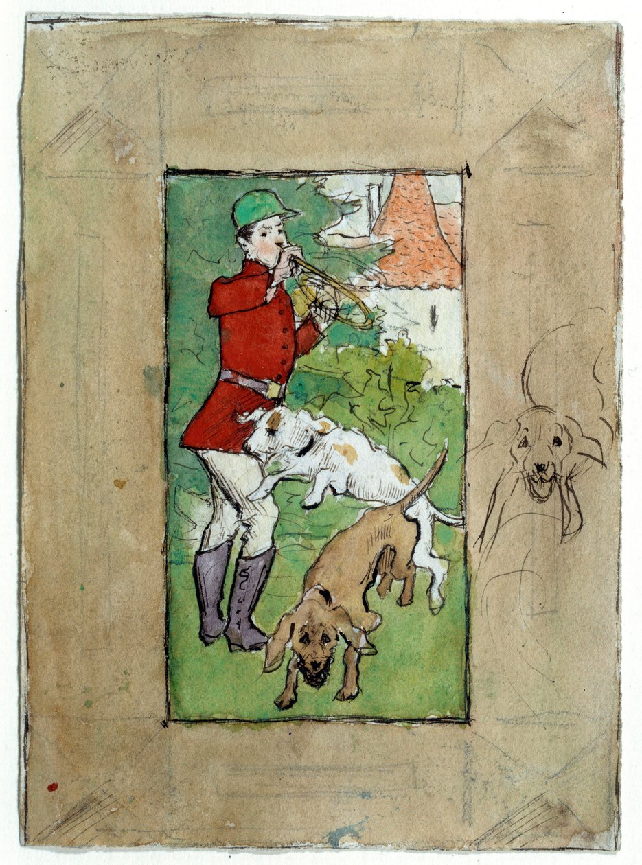 En jæger med sine hunde tegning af Pierre Bonnard af Pierre Bonnard