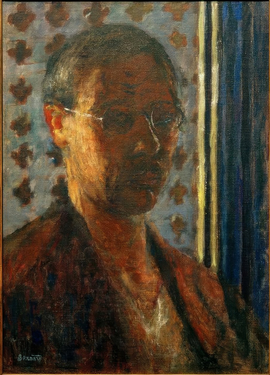 Selvportræt mod det lette, blomstrede papir af Pierre Bonnard
