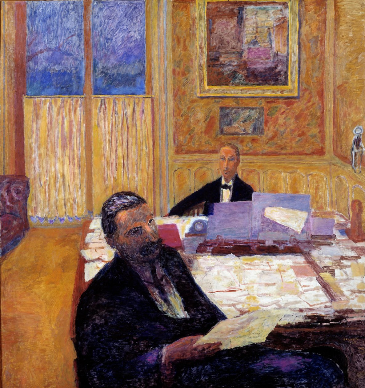 Brødrene Bernheim-Jeune, malerhandlere og forlæggere Josse Bernheim Jeune (1870-1941) i forgrunden og Gaston Bernheim-Jeune (1870-1953) - 1920 (olie på lærred) af Pierre Bonnard