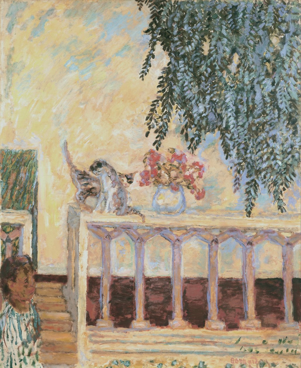 Katte på rækværket af Pierre Bonnard