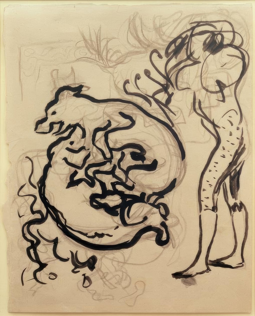 Hunde der leger og en figur af Pierre Bonnard