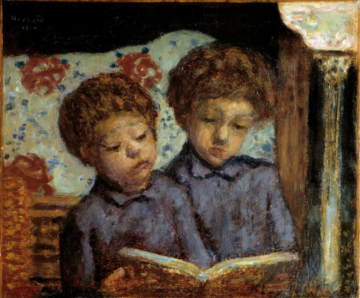 Børn Jean og Charles terrasse læser maleri af Pierre Bonnard (1867-1947) Privat samling fra det 20. århundrede af Pierre Bonnard