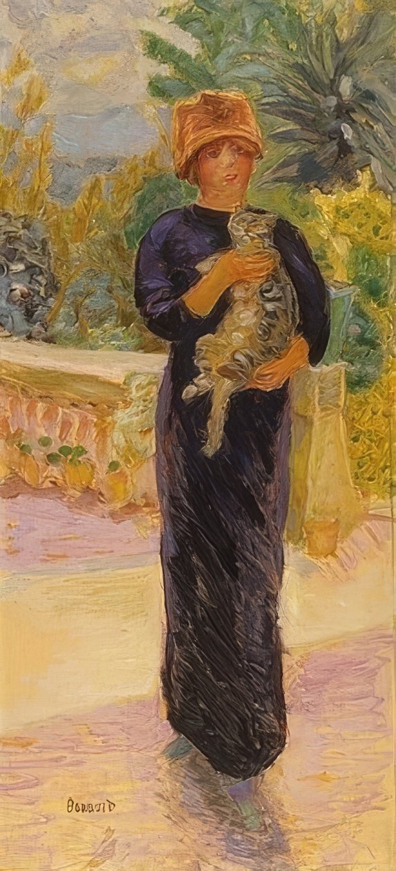 Dame med kat. 1912 af Pierre Bonnard