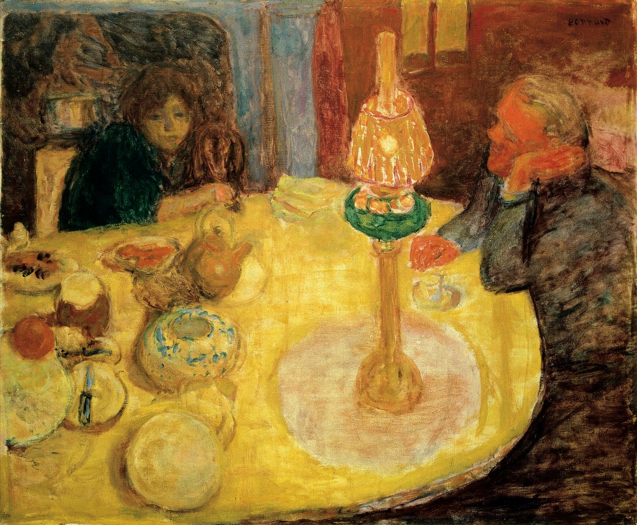 Aften under lampen af Pierre Bonnard