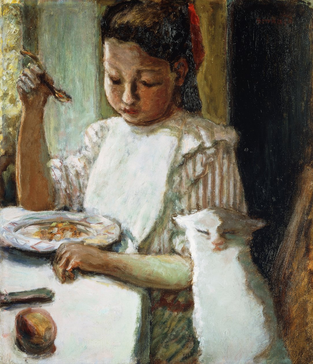 spædbarn og kat; L