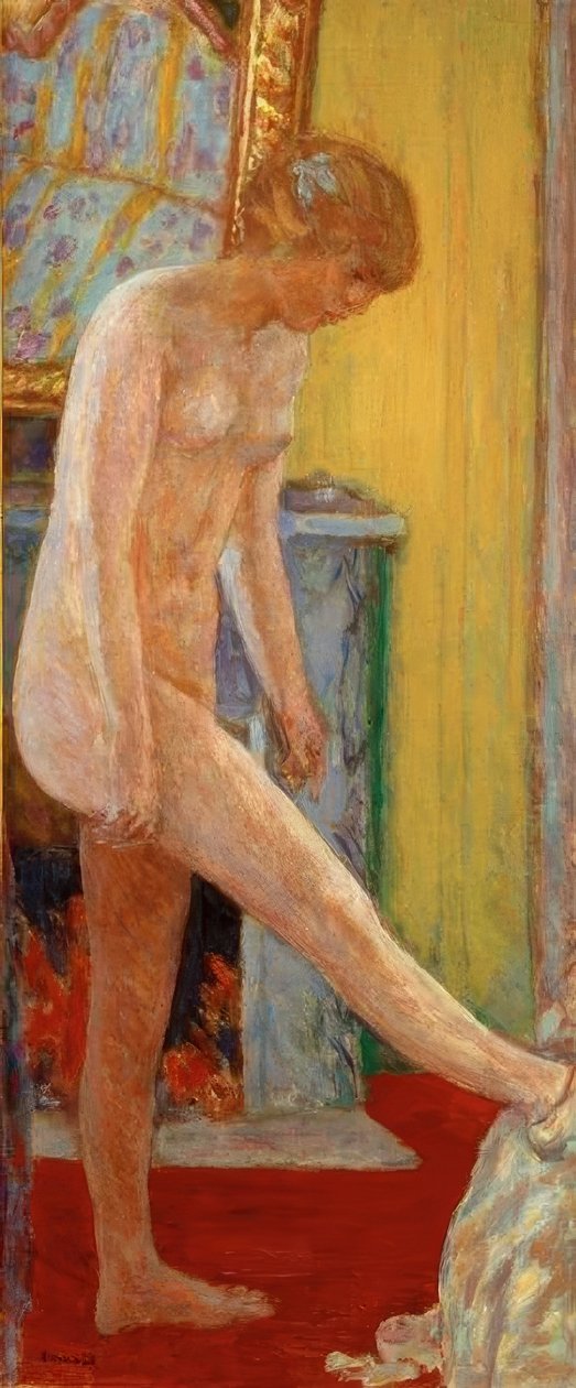 Nøgen pige foran pejsen af Pierre Bonnard