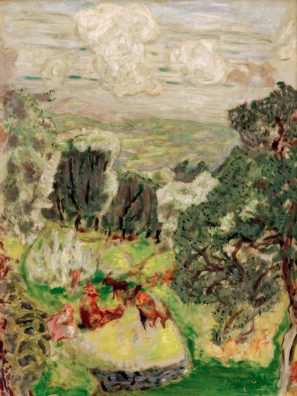 Olivenlunden; Landskab med geder af Pierre Bonnard