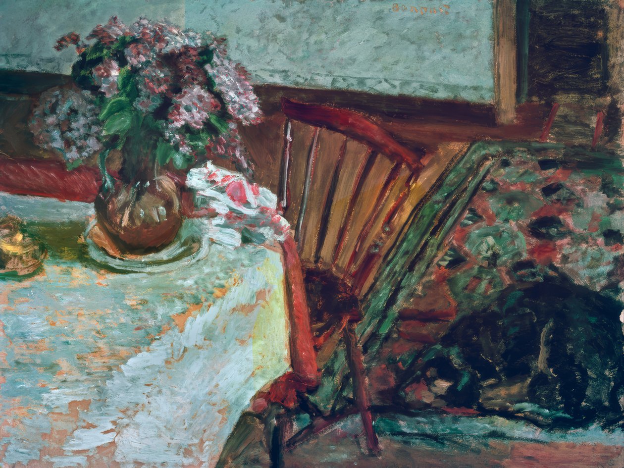 Den sorte hund og buketten af ​​syrener af Pierre Bonnard