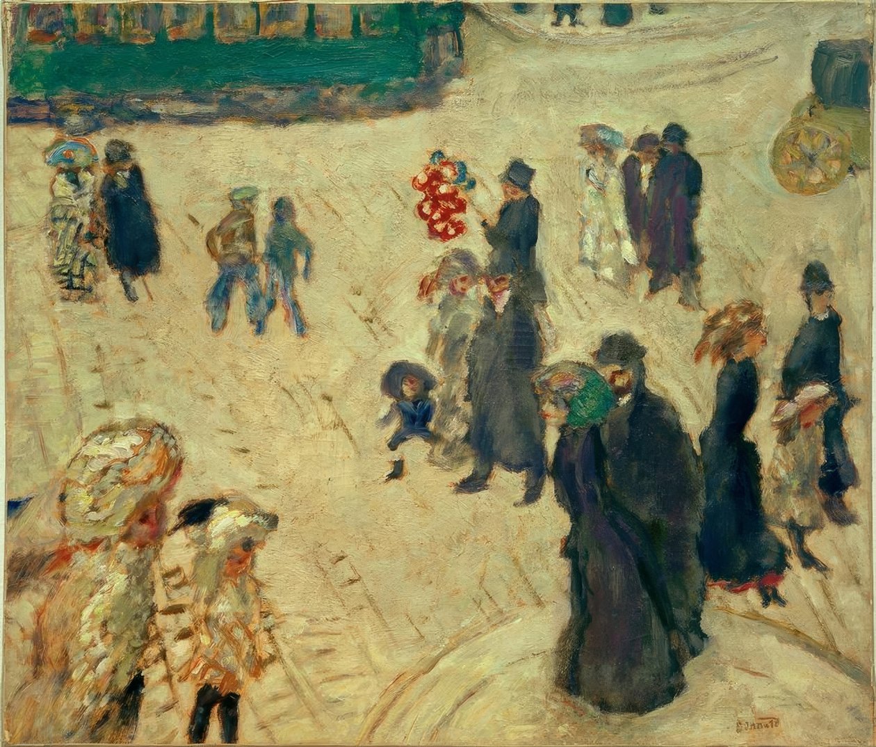 Den grønne sporvogn (karakterer på gaden med den grønne sporvogn) af Pierre Bonnard