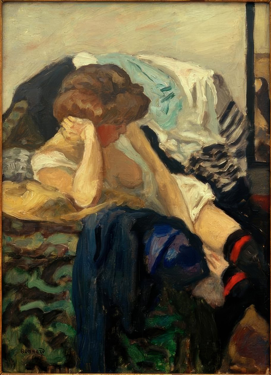 De røde strømpebånd af Pierre Bonnard