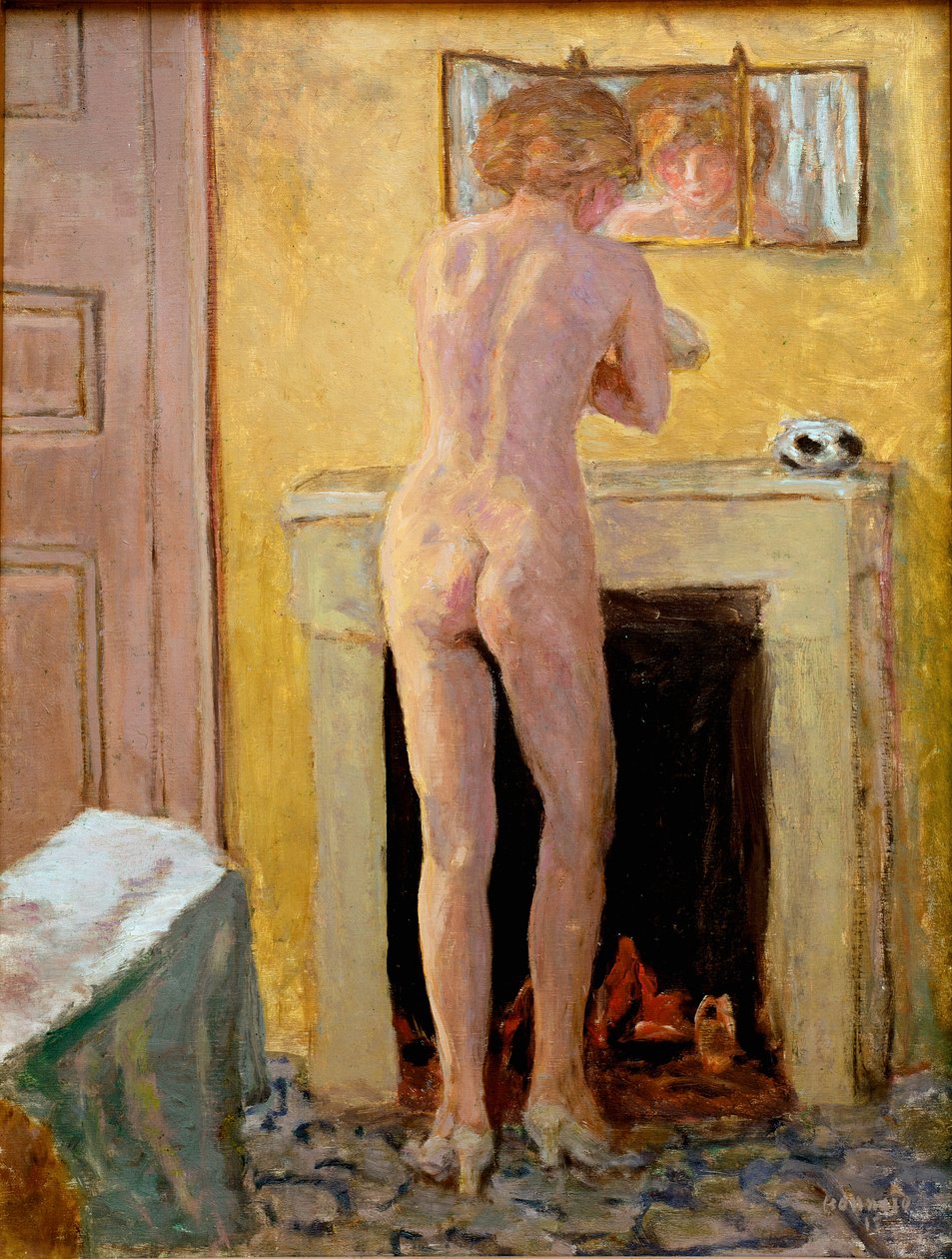Nøgen stående ved sit toilet Maleri af Pierre Bonnard (1867-1947) 1919 Saint Tropez, Musee de l