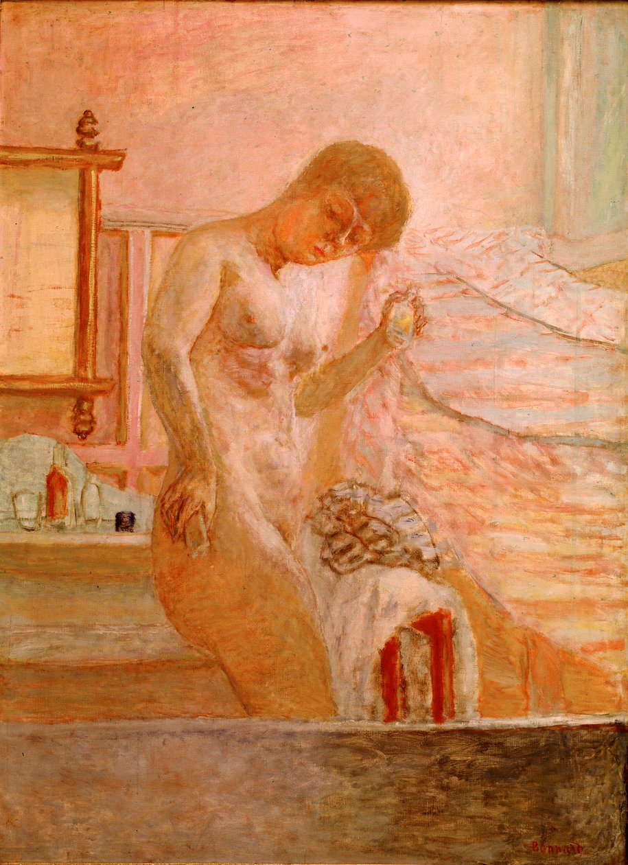 Nøgen stående ved sit toilet Maleri af Pierre Bonnard (1867-1947) 1920 Paris, Samling Alphonse Bellier af Pierre Bonnard