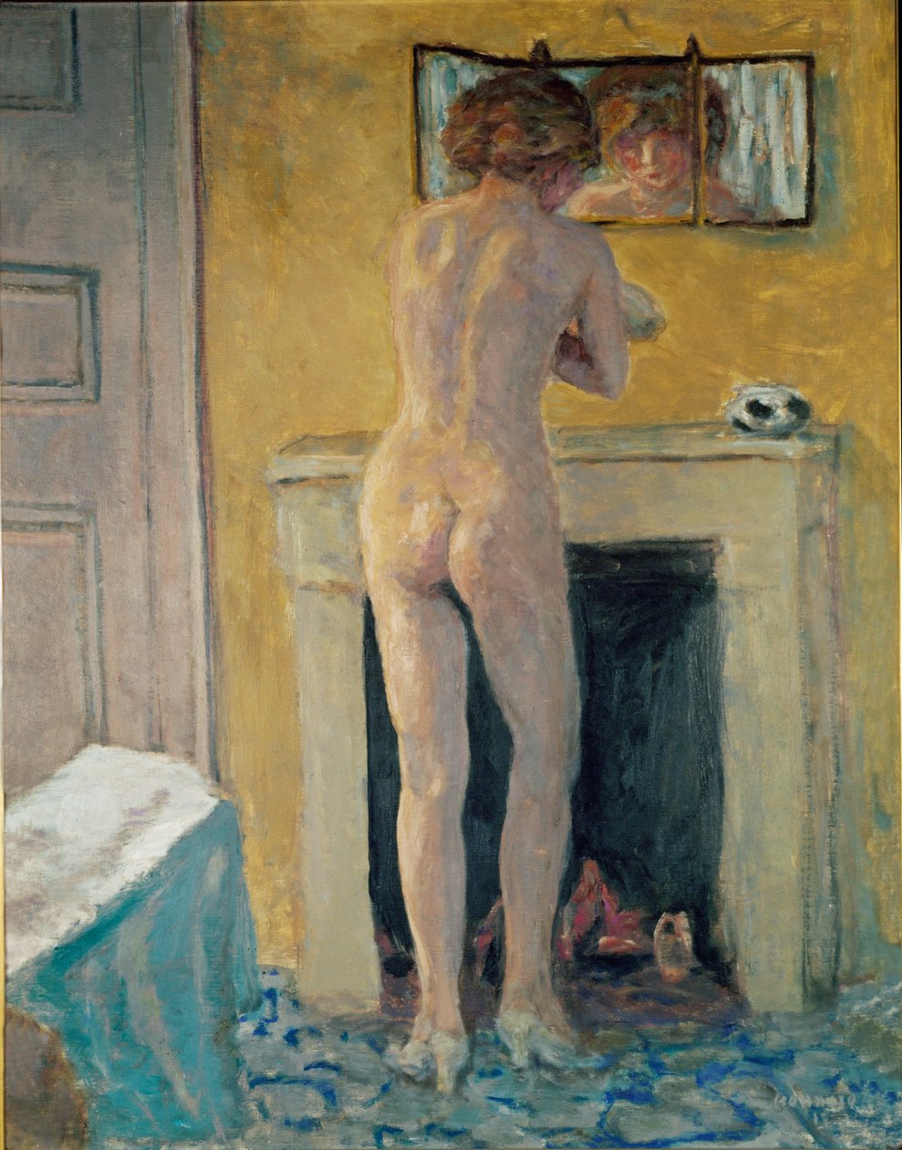 Nu Devant la Cheminee (olie på lærred) af Pierre Bonnard