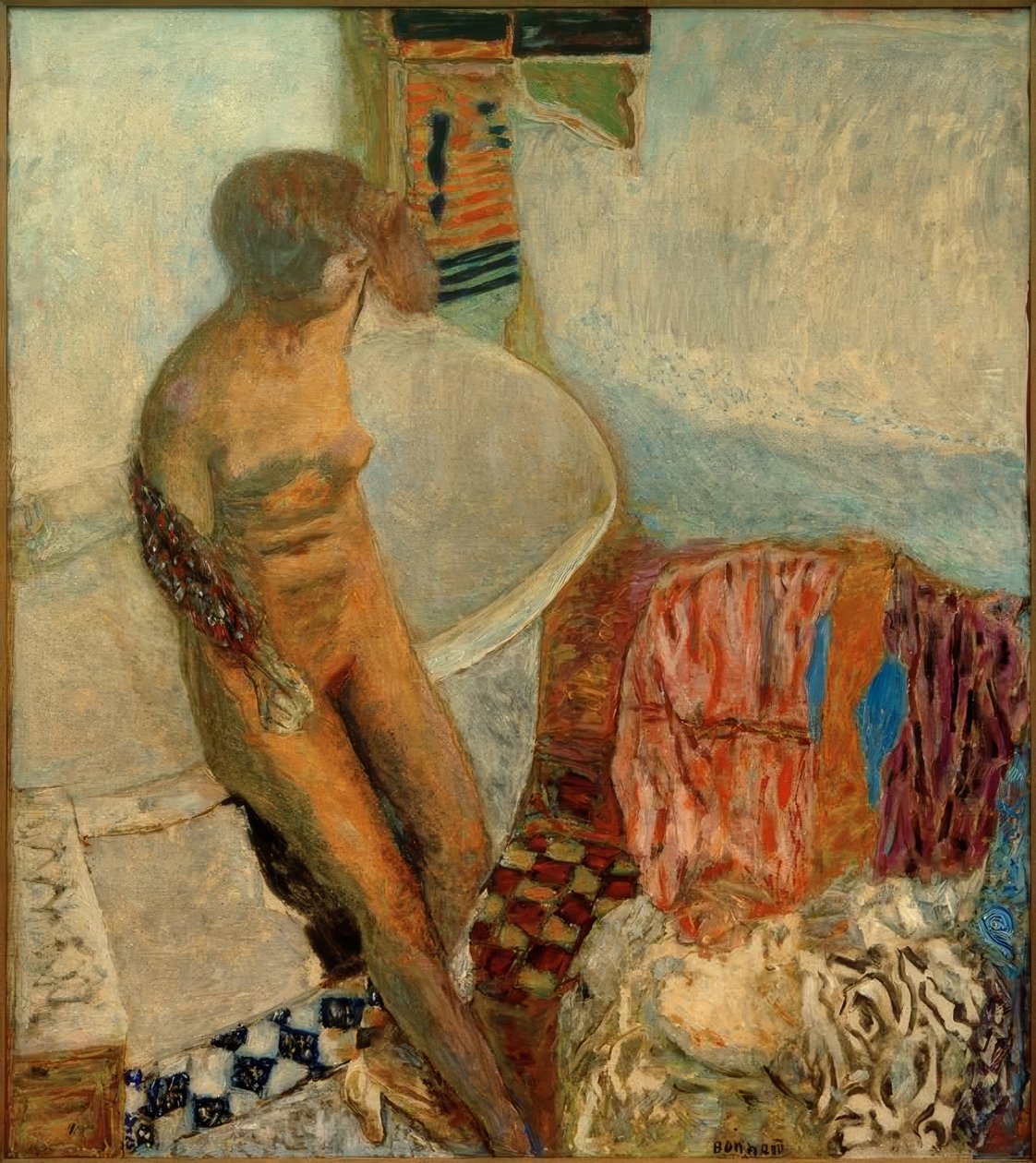 Nøgen i badekarret (Ud af badet) af Pierre Bonnard