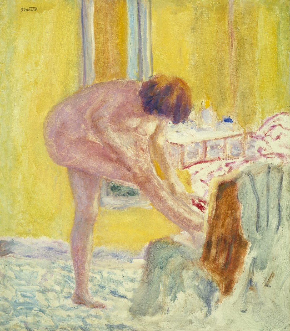 Nøgen, gul baggrund, ca. 1924 (olie på lærred) af Pierre Bonnard